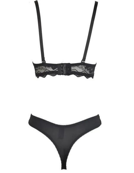 Ensemble noir soutien gorge push up bonnet B et string - du desir au plaisir