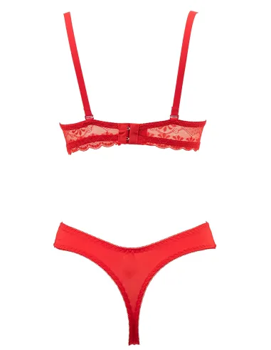 Ensemble bonnet B rouge soutien gorget string - du desir au plaisir