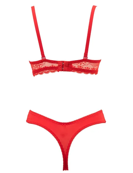 Ensemble bonnet B rouge soutien gorget string - du desir au plaisir