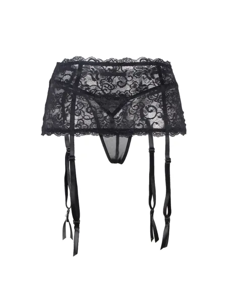Porte-jarretelles noir et string.
Un porte-jarretelles en dentelle noire 